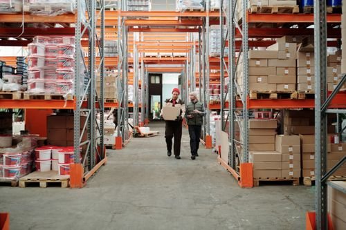 E-commerce warehouse with packages