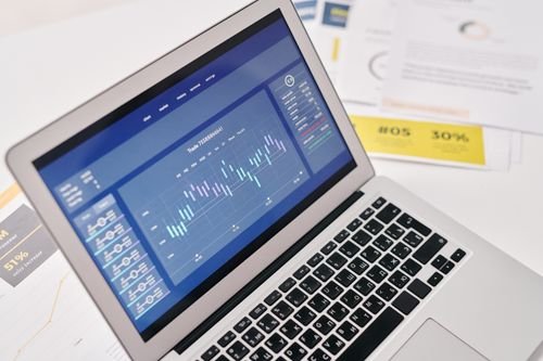Finance and accounting reports on a laptop